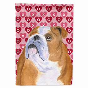Bulldog #3 Hearts Love and Valentine's Day Portrait Garden Flag