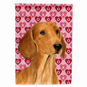 Dachshund #6 Hearts Love and Valentine's Day Portrait Garden Flag