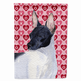 Rat Terrier Hearts Love and Valentine's Day Portrait Garden Flag