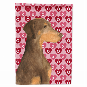 Doberman #3 Hearts Love and Valentine's Day Portrait Garden Flag