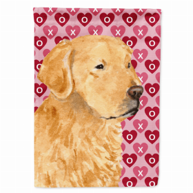 Golden Retriever Hearts Love and Valentine's Day Portrait Garden Flag