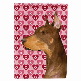 Doberman #2 Hearts Love and Valentine's Day Portrait Garden Flag