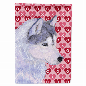 Siberian Husky Hearts Love and Valentine's Day Portrait Garden Flag