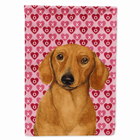 Dachshund Hearts Love and Valentine's Day Portrait Garden Flag