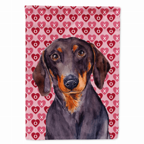 Dachshund #2 Hearts Love and Valentine's Day Portrait Garden Flag