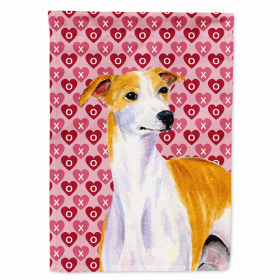 Whippet Hearts Love and Valentine's Day Portrait Garden Flag