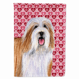 Bearded Collie Hearts Love and Valentine's Day Portrait Garden Flag