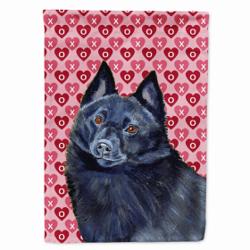 Schipperke Hearts Love and Valentine's Day Portrait Garden Flag