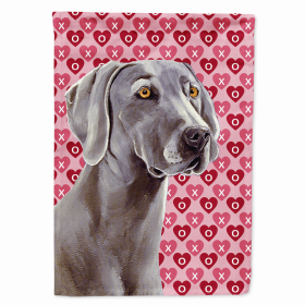 Weimaraner Hearts Love and Valentine's Day Portrait Garden Flag