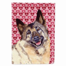 Norwegian Elkhound Hearts Love and Valentine's Day Portrait Garden Flag