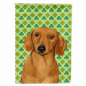 Dachshund St. Patrick's Day Shamrock Portrait Garden Flag