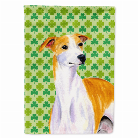 Whippet St. Patrick's Day Shamrock Portrait Garden Flag