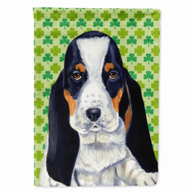 Basset Hound #2 St. Patrick's Day Shamrock Portrait Garden Flag