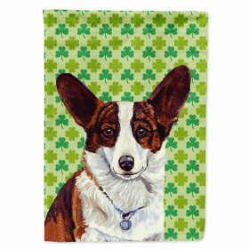Corgi St. Patrick's Day Shamrock Portrait Garden Flag
