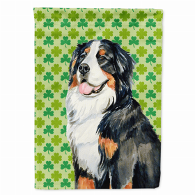 Bernese Mountain Dog St. Patrick's Day Shamrock Portrait Garden Flag