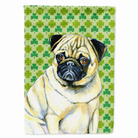 Pug St. Patrick's Day Shamrock Portrait Garden Flag