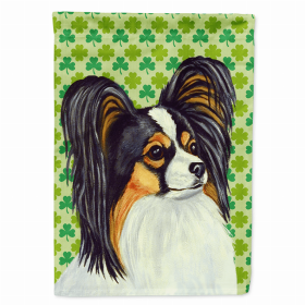 Papillon St. Patrick's Day Shamrock Portrait Garden Flag