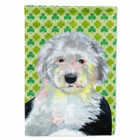 Old English Sheepdog St. Patrick's Day Shamrock Portrait Garden Flag