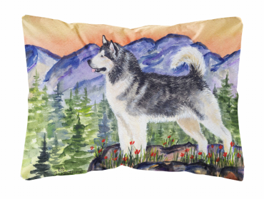 Alaskan Malamute Portrait/Landscape Painting Decorative Pillow