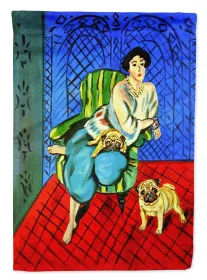 Pug - Fawn - with Lady Artwork House Flag