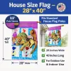 Pomeranian on the Couch with Toy Tiger Artwork House Flag