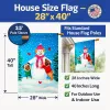 Pug - with Snowman -  Artwork House Flag
