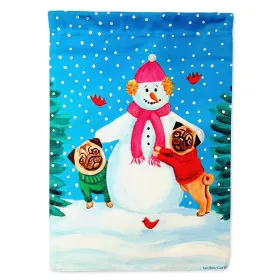 Pug - with Snowman -  Artwork House Flag