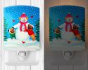 Pug "with Winter Snowman" Ceramic Nightlight