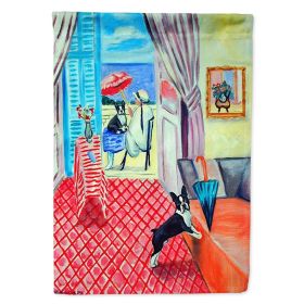 Boston Terrier with Lady Artwork House Flag