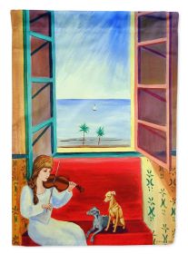 Italian Greyhound and Violinist Artwork House Flag