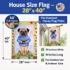 Pug Valentine's Hearts  Artwork House Flag