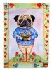 Pug Valentine's Hearts  Artwork House Flag