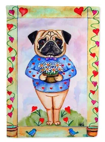 Pug Valentine's Hearts  Artwork House Flag