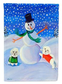 Bichon Frise 10 with Snowman House Flag