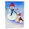 Wire Fox Terrier with Snowman Artwork House Flag