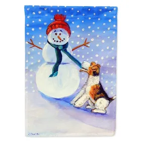 Wire Fox Terrier with Snowman Artwork House Flag