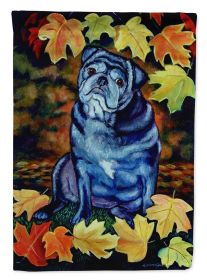 Pug - Old Black in Fall Leaves Artwork House Flag