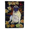 Pug - Fawn - in Fall Leaves - Artwork House Flag