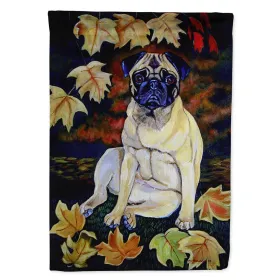 Pug - Fawn - in Fall Leaves - Artwork House Flag