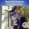 Siberian Husky - Fall Leaves - Artwork House Flag