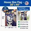 Siberian Husky - Fall Leaves - Artwork House Flag