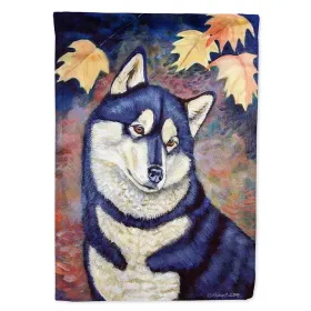 Siberian Husky - Fall Leaves - Artwork House Flag