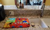Airedale with Lady Art Dish Drying Mat