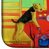 Airedale with Lady Art Dish Drying Mat