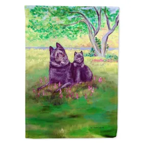 Schipperke and puppy  Artwork House Flag