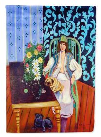 Pug with Lady 4 Garden Flag