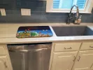 Corgi - Beach Party Volkswagen Bus Fireworks Art Dish Drying Mat