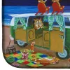 Corgi - Beach Party Volkswagen Bus Fireworks Art Dish Drying Mat