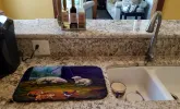 Corgi -Chaos in the barn with sheep Art Dish Drying Mat