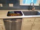 Corgi -Chaos in the barn with sheep Art Dish Drying Mat